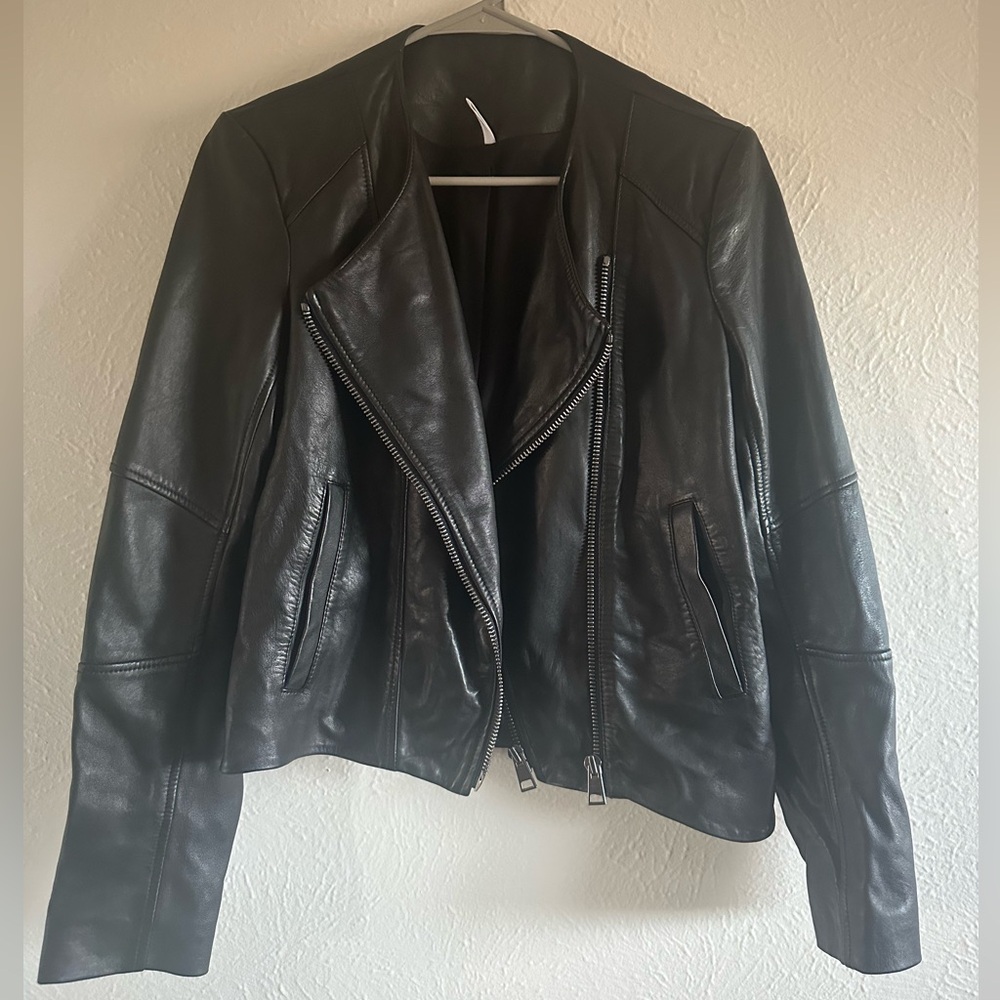 Helmut Lang lamb skin leather biker jacket